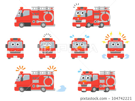 Working car/fire engine illustration set 104742221