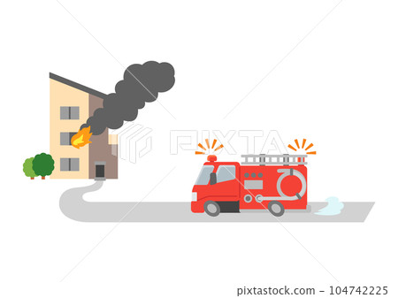 緊急奔赴火災現場的工作車/消防車 104742225