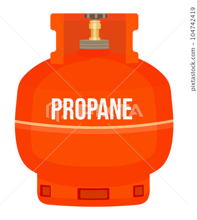 Isolated gas tank with propane, compressed gas, vessel, regulator, dangerous, flammable, explosive 104742419