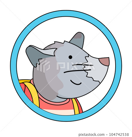 Cute mouse with school bag vector cartoon illustration in circle frame. Primary school concept Cute mouse with school bag vector cartoon illustration in circle frame. Primary school concept 104742538