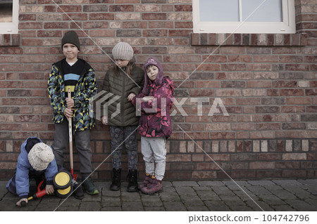 Street children of Paris, the problem of emigration and overpopulation, social insecurity of children of immigrants. 104742796