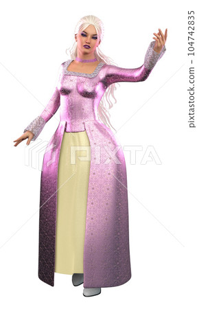 3D Princess in lilac ball gown 104742835