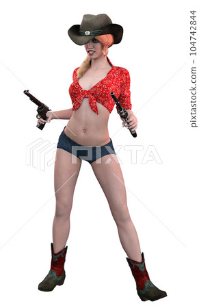 3D Blonde cowgirl 104742844