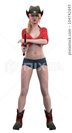 3D Blonde cowgirl 104742845