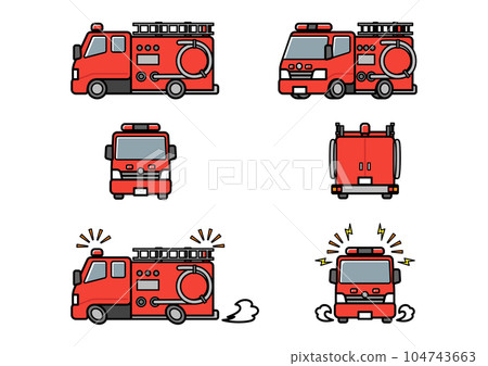 Working car/fire engine illustration set Working car/fire engine illustration set 104743663