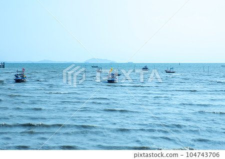 Fishing boat in the evening in Chonburi Province, Thailand Fishing boat in the evening in Chonburi Province, Thailand 104743706