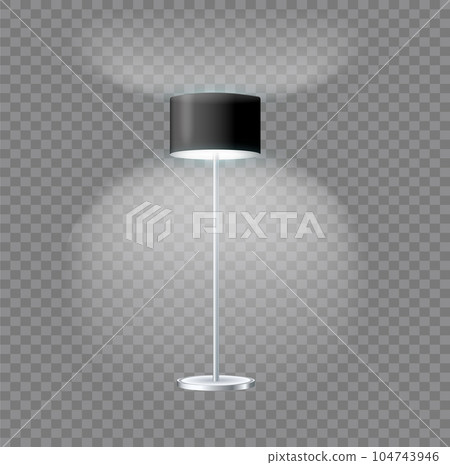 Realistic floor lamp. modern electric torchere with light isolated on transparent background. illustration light furniture set for illumination interior. Vector Realistic floor lamp. modern electric torchere with light isolated on transparent background. illustration light furniture set for illumination interior. Vector 104743946