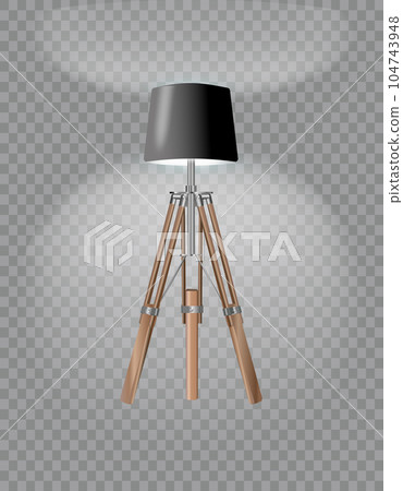 Realistic floor lamp. modern electric torchere with light isolated on transparent background. illustration light furniture set for illumination interior. Vector Realistic floor lamp. modern electric torchere with light isolated on transparent background. illustration light furniture set for illumination interior. Vector 104743948