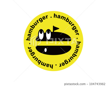 Hamburger character seal yellow 104743982