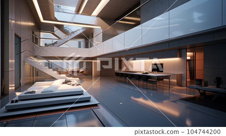 Image showcasing Interior of a modern white living room. Concept... - Stock Illustration ...