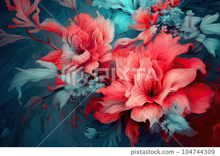 Floral Tapestry in Rococo Hues. Generative AI 104744309