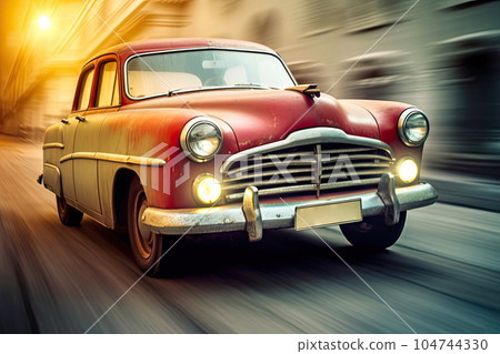Capturing Retro Car Thrills. Generative AI 104744330