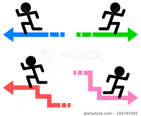 一個人沿著箭頭方向全速沖刺的插圖 104745995