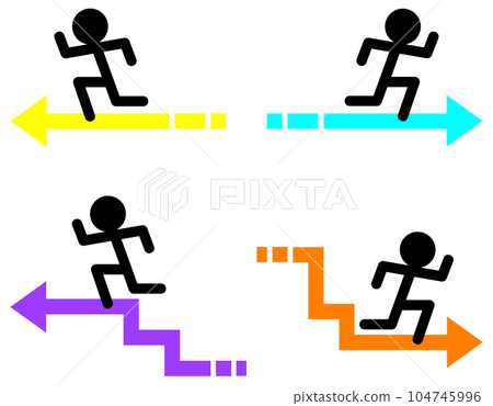 一個人沿著箭頭方向全速沖刺的插圖 一個人沿著箭頭方向全速沖刺的插圖 104745996