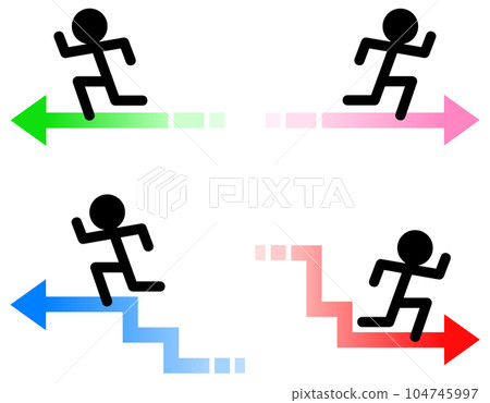 一個人沿著箭頭方向全速沖刺的插圖 一個人沿著箭頭方向全速沖刺的插圖 104745997