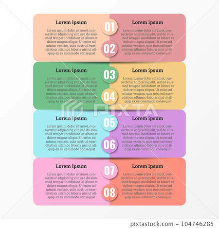 Infographic used for detailed reports of all 8 topics. 104746285
