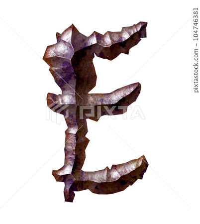 3D rendered illustration.Rough beveled letter.Decorative rusty font. 104746381