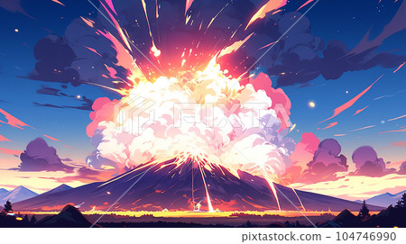 erupted mountain(generative ai) 104746990