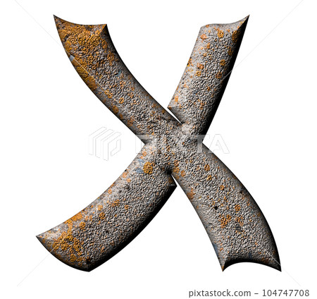 3D rendered illustration.Decorative concrete letter with lichen and moss.Art font. 3D rendered illustration.Decorative concrete letter with lichen and moss.Art font. 104747708