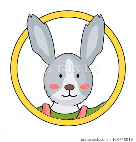 Cute avatar of bunny or rabbit in circle, funny wild animal, portrait of adorable pet with long ears Cute avatar of bunny or rabbit in circle, funny wild animal, portrait of adorable pet with long ears 104748019