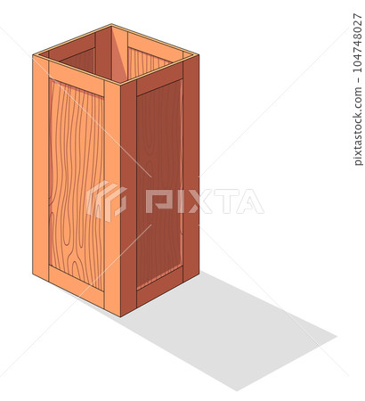 Wooden box for vegetables keeping and fruits vector illustration isolated on white background Wooden box for vegetables keeping and fruits vector illustration isolated on white background 104748027