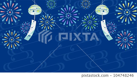 Illustration background of fireworks and wind chimes 104748246