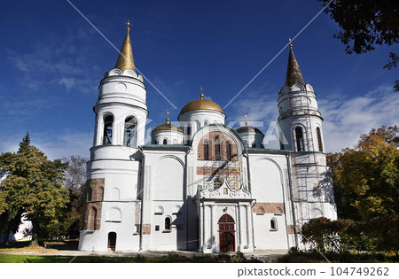 Chernihiv, Ukraine October 7, 2021: Spaso-Preobrazhensky Cathedral in the city of Chernihiv Ukraine museum of ancient Russian architecture 104749262