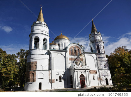 Chernihiv, Ukraine October 7, 2021: Spaso-Preobrazhensky Cathedral in the city of Chernihiv Ukraine museum of ancient Russian architecture 104749263