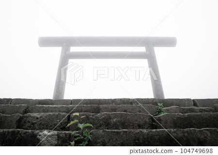 霧中的高千穗河岸 104749698
