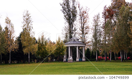Kiev, Ukraine October 12, 2019: Arbor in the residence of the exiled President of Ukraine Yanukovych in Mizhhirya 104749899