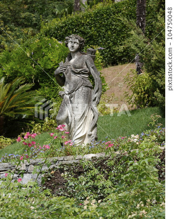Statue in the gardens of Villa Balbianello, Lake Como, Lombardy, Italy, Statue in the gardens of Villa Balbianello, Lake Como, Lombardy, Italy, 104750048