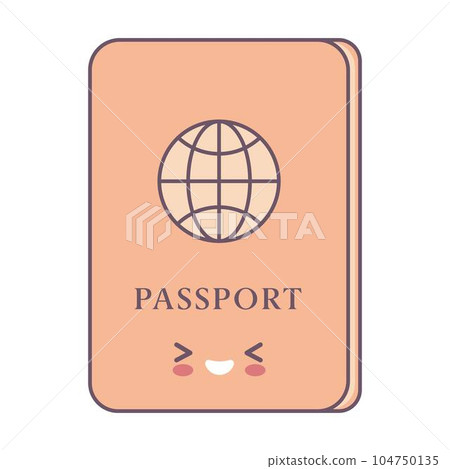 Passport in style kawaii. Flat cartoon colorful vector illustration. Passport in style kawaii. Flat cartoon colorful vector illustration. 104750135