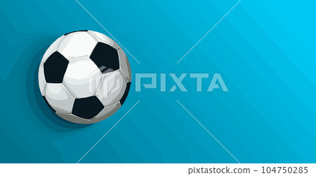 Abstract soccer ball on blue watercolor panoramic background, mosaic style - Vector 104750285