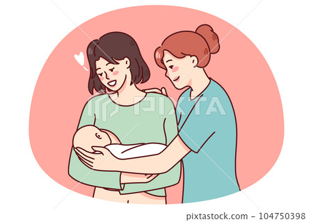 Happy mother holding newborn baby in arms Happy mother holding newborn baby in arms 104750398