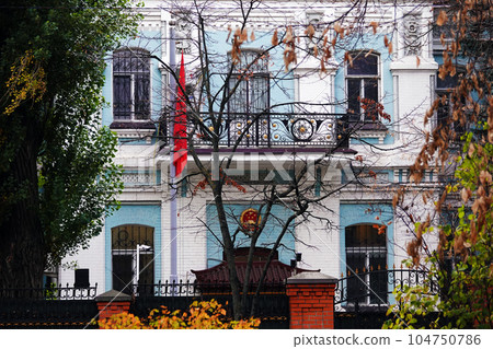 Kiev, Ukraine November 1, 2019: Chinese Embassy in Kiev Kiev, Ukraine November 1, 2019: Chinese Embassy in Kiev 104750786