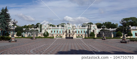 Kiev, Ukraine June 10, 2021: facade of the building of the Mariinsky Palace after reconstruction in Kiev 104750793