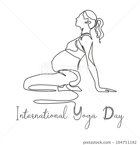 One continuous single drawing line Vector illustration of yoga pose for pregnant. International yoga day. One continuous single drawing line Vector illustration of yoga pose for pregnant. International yoga day. 104751192