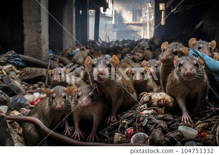 Rats in the trash. Rats in the trash. 104751332
