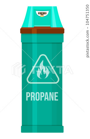 Gas container, gas tank, compressed gas in storage or balloon, danger, warning sign with fire Gas container, gas tank, compressed gas in storage or balloon, danger, warning sign with fire 104751350