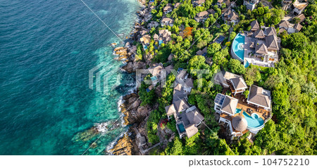 Aerial view of Shark Bay in koh Tao, Thailand 104752210