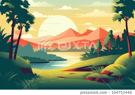 Beautiful sunset tropical beach with palm tree and pink sky for travel and vacation in holiday relax time 104752448