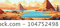 Giza plateau landscape with egyptian pharaohs pyramids complex illuminated with bright sunlight cartoon  background. Ancient historical, famous touristic attractions in african desert 104752498