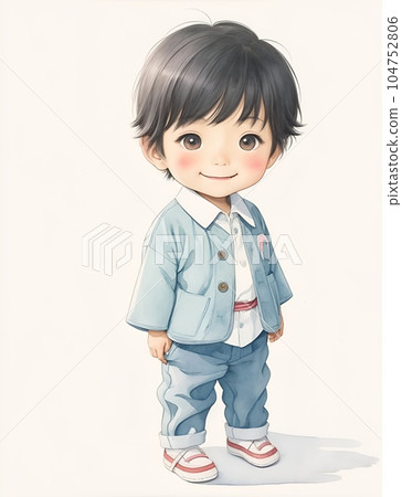 It is an illustration of a boy assuming about 3 years old. 104752806