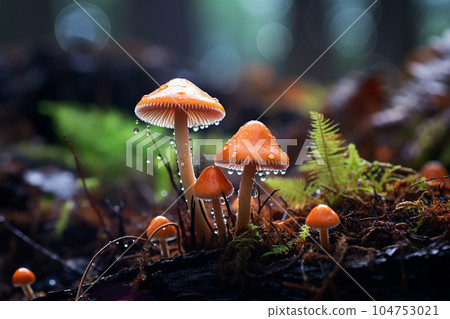 Amazing litte mushroom in a forest after the rain. Amazing litte mushroom in a forest after the rain. 104753021