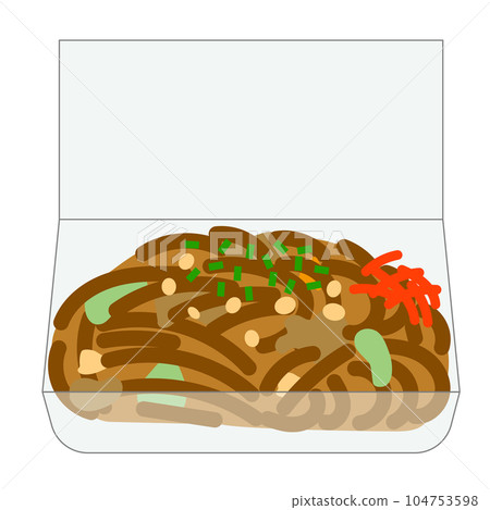 Illustration of yakisoba in a takeaway container 104753598