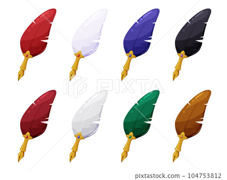 Cute quill pen illustration _ material set Cute quill pen illustration _ material set 104753812