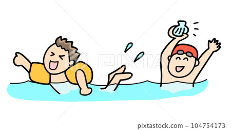 Children playing in the sea in the pool Children playing in the sea in the pool 104754173