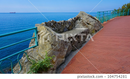 Suggestive seaside promenade of the Ligurian village of nervi Genoa Italy 104754281