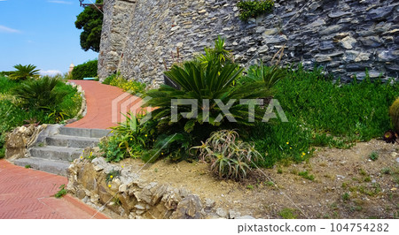 Suggestive seaside promenade of the Ligurian village of nervi Genoa Italy 104754282