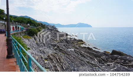 Suggestive seaside promenade of the Ligurian village of nervi Genoa Italy 104754289